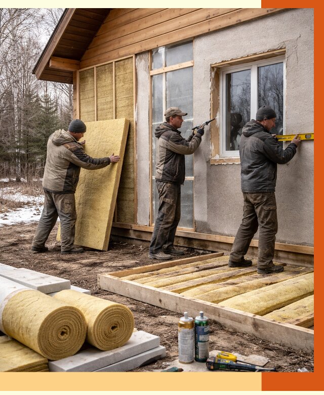 Утепление дачного дома в Сосногорске от 4900 руб/м2 — недорого | ТепломастерСно