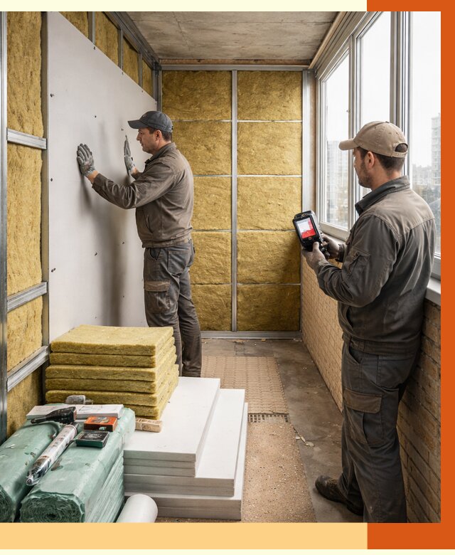 Утепление балкона в Сосногорске от 4642 руб. под ключ | ТепломастерСно