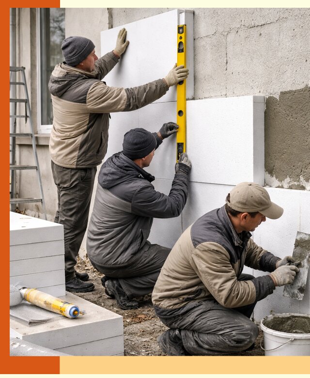 Утепление пенопластом наружных стен и фасадов в Сосногорске